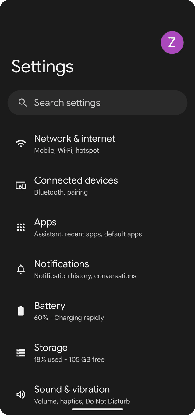 Open Settings
